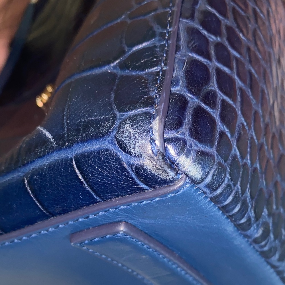 Tory Burch Navy Croc-Embossed Backpack - Picture 6 of 7